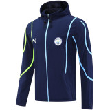 25/26  Man City Royal Blue Hooded Jacket Tracksuit