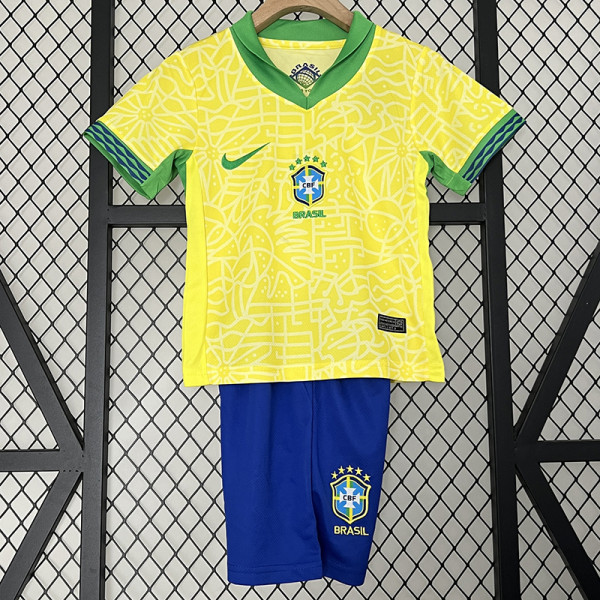 2024 Brazil Home Kids Soccer Jersey