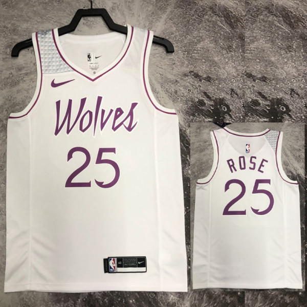 2018/2019 Timberwolves ROSE #25 White Retro Top Quality Hot Pressing NBA Jersey