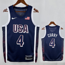 2024 Olympic Game USA CURRY # 4 Blue Basketball Jersey