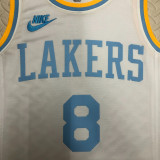 22/23 LAKERS BRYANT #8 White Top Quality Hot Pressing NBA Jersey (Retro Logo)