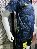 2024 Brazil Christ statue Blue Grey Kids Soccer Jersey