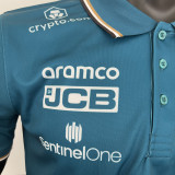 2023 F1 Aston Martin Polo Green Racing Suit(有领)