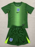 25/26 England Goalkeeper Green  Kids Soccer Jersey