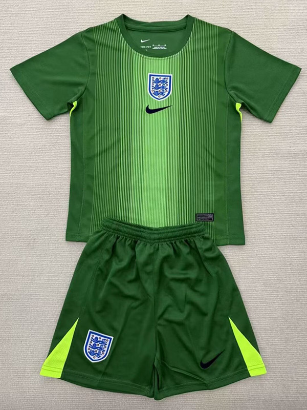 25/26 England Goalkeeper Green  Kids Soccer Jersey