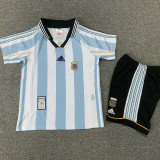 1998 Argentina Home Kids Retro Soccer Jersey