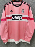 2015/2016 JUV Away Pink Retro Long Sleeve Soccer Jersey (长袖)