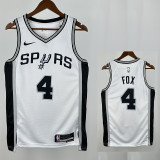 Sa Spurs FOX #4 White Top Quality Hot Pressing NBA Jersey