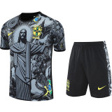 25/26 Brazil Jesus Statue Grey Training Short Suit