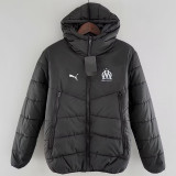 24/25 Marseille Black Hooded Cotton Coat连帽棉衣