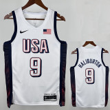2024 Olympic Game USA HALLIBURTON # 9 White Basketball Jersey