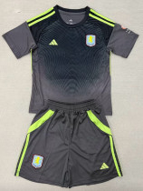 25/26 Aston Villa Goalkeeper Black Kids  Soccer Jersey