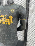 24/25  Algeria Black Grey Check  Player Version Soccer Jersey（胸前黄广告）(翻领）