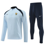 24/25 France Light Blue  Kids Half Pull Tracksuit (半拉链、童装)