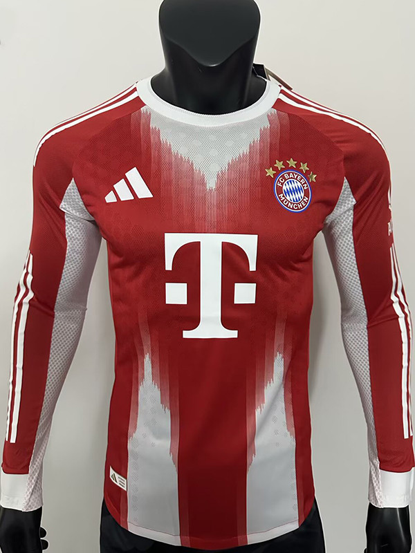 25/26 Bayern Home  Player Version  Long Sleeve Soccer Jersey