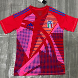2024 Italy Red Goalkeeper Fans Soccer Jersey