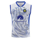 24/25 INT White # blue stripes Tank top and shorts suit
