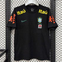 26/27 Brazil Black Pure Cotton Men's T-shirt