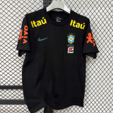 26/27 Brazil Black Pure Cotton Men's T-shirt