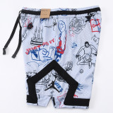 26/27 Flying Man Casual NBA Edition graffiti White shorts#C2523