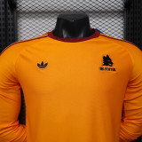 26/27 Roma Yellow Long Sleeve Player Version Retro Soccer Jersey