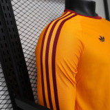 26/27 Roma Yellow Long Sleeve Player Version Retro Soccer Jersey