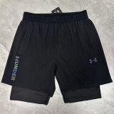 2026 UA Black Double Layered Sports Shorts#U3002黑色