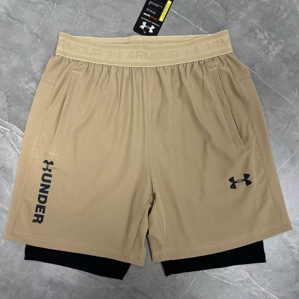 2026 UA Khaki Double Layered Sports Shorts#U3002卡其色