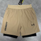 2026 UA Khaki Double Layered Sports Shorts#U3002卡其色