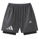 2026 A D Grey Double Layered Sports Shorts#A2001灰色