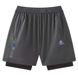 2026 AD Grey Double Layered Sports Shorts#A2002灰色