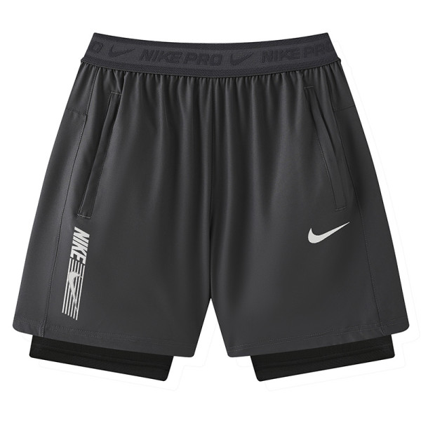 2026 NK Grey Double Layered Sports Shorts#N1003白标灰色
