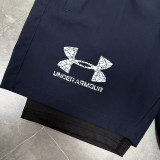 2026UA Royal Blue Double Layered Sports Shorts#U3001白花标宝蓝
