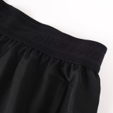2026 NK Black Double Layered Sports Shorts#N1003白标黑色