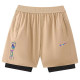 2026 NK Khaki Double Layered Sports Shorts#N1002金标卡其