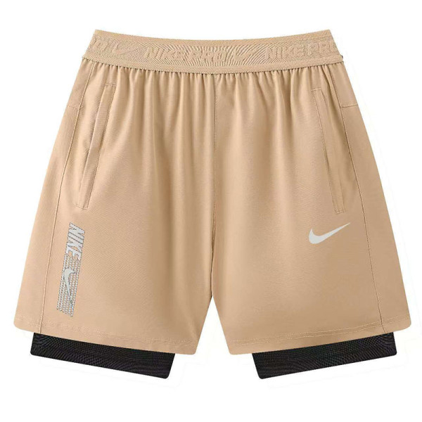 2026 NK Khaki Double Layered Sports Shorts#N1003白标卡其