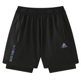 2026 AD Black Double Layered Sports Shorts#A2002金标黑色