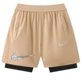 2026 NK Khaki Double Layered Sports Shorts#N1001大白花标上青