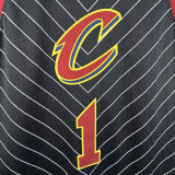 20/21 Cavaliers HARDEN #1 Flying Man Stripes Black Top Quality Hot Pressing Retro NBA Jersey
