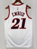 25/26 76ERS EMBIID #21 White Retro Top Quality Hot Pressing Retro NBA Jersey