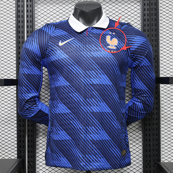 26/27 France Home Player Version Long Sleeve Soccer Jersey(embroidery star刺绣星)