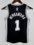 Sa Spurs WE MBANYAMA #1Black Top Quality Hot Pressing NBA Jersey(童装)
