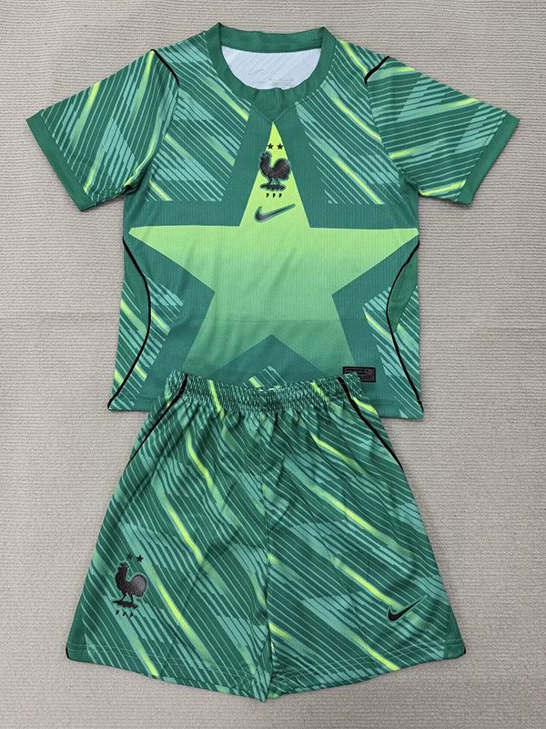26/27 France Goalkeeper Green Kids Soccer Jersey