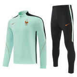 26/27 France Light Green Half Pull Tracksuit#  (半拉链)