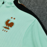 26/27 France Light Green Half Pull Tracksuit#  (半拉链)