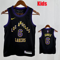 23/24 LAKERS JAMES #6 Black City Edition Kids Top Quality Hot Pressing NBA Jersey(童装)