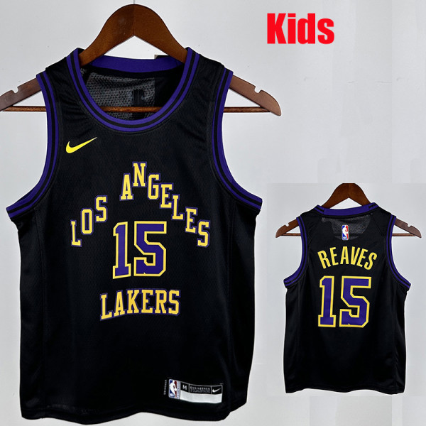 23/24 LAKERS REAVES#15 Black City Edition Kids Top Quality Hot Pressing NBA Jersey(童装)
