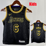 LAKERS JAMES#6 Snakeskin Black KidsTop Quality Hot Pressing NBA Jersey(童装)