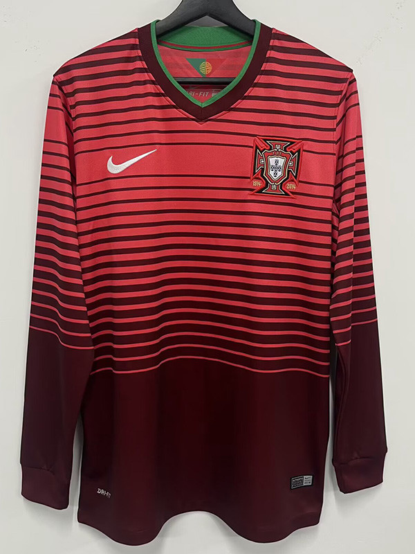 2014 Portugal Home Long Sleeve Retro Soccer Jersey
