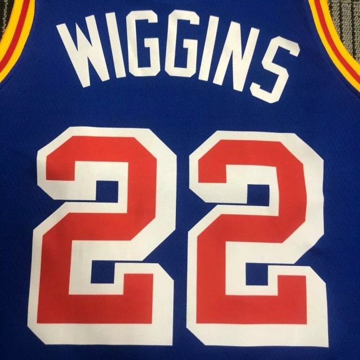 WARRIORS WIGGINS #22 Blue 75th Anniversary Retro NBA Jersey